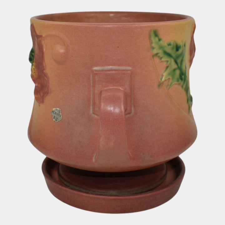 Roseville Poppy Pink 1938 Vintage Art Pottery Ceramic Flower Pot Planter 643-5