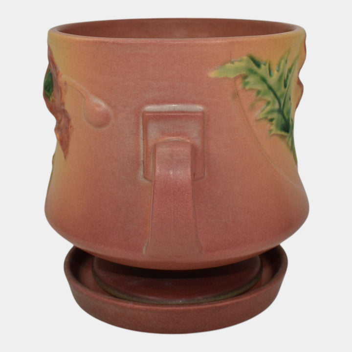 Roseville Poppy Pink 1938 Vintage Art Pottery Ceramic Flower Pot Planter 643-5