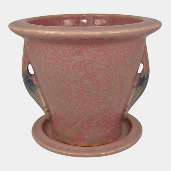 Roseville Tuscany Pink 1927 Vintage Art Pottery Ceramic Flower Pot And Saucer