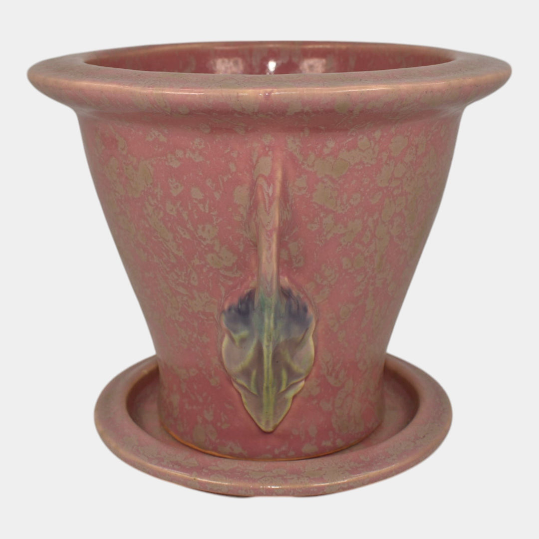 Roseville Tuscany Pink 1927 Vintage Art Pottery Ceramic Flower Pot And Saucer