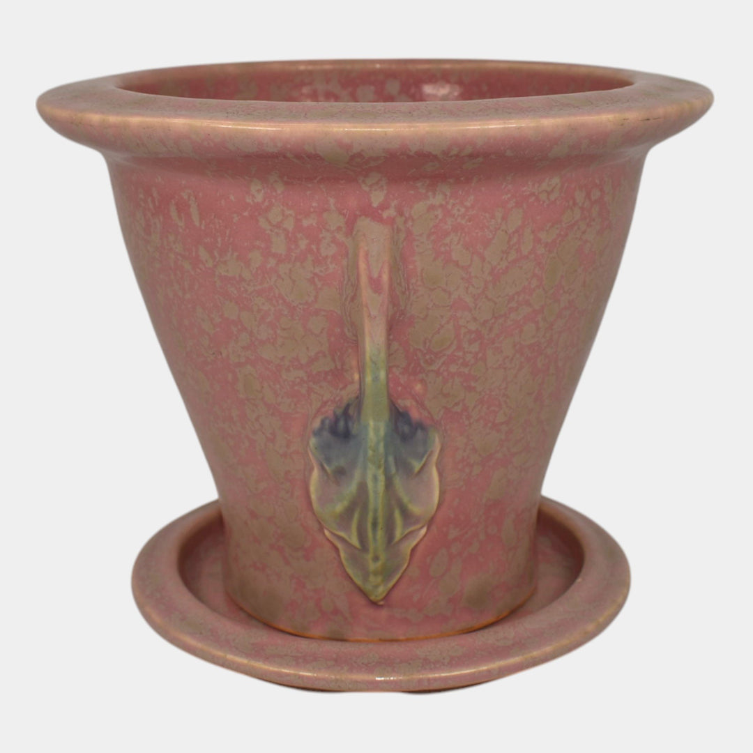 Roseville Tuscany Pink 1927 Vintage Art Pottery Ceramic Flower Pot And Saucer