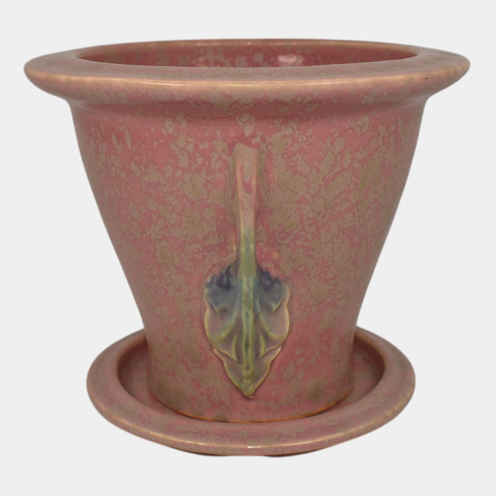 Roseville Tuscany Pink 1927 Vintage Art Pottery Ceramic Flower Pot And Saucer