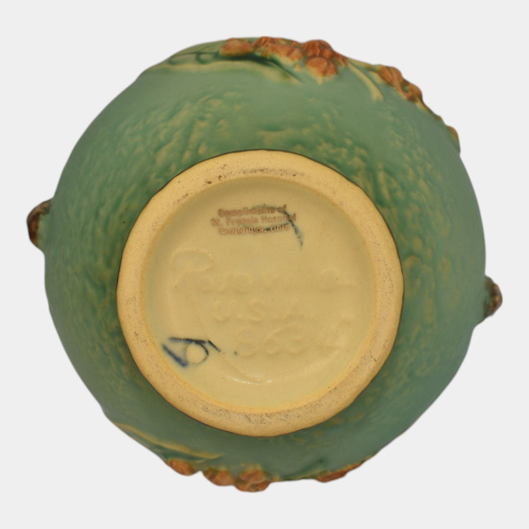 Roseville Bittersweet Green 1951 Mid Century Modern Pottery Ceramic Vase 863-4 - Just Art Pottery