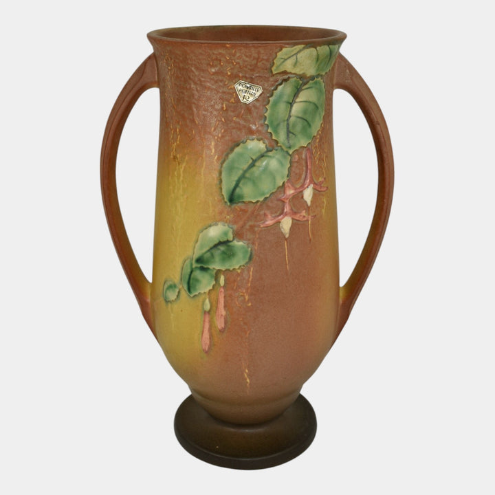 Roseville Fuchsia Brown 1938 Vintage Art Pottery Ceramic Vase 903-12