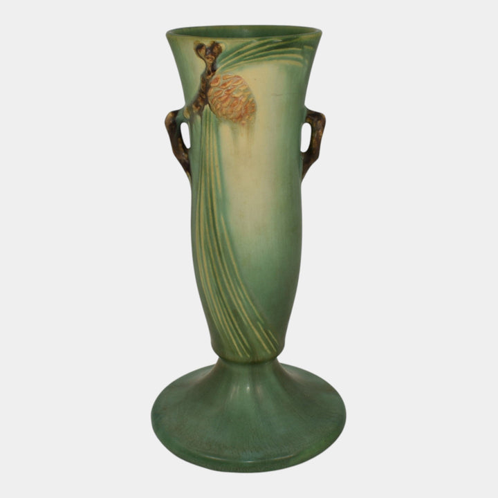 Roseville Pine Cone Green 1935 Vintage Art Pottery Ceramic Flower Vase 705-9