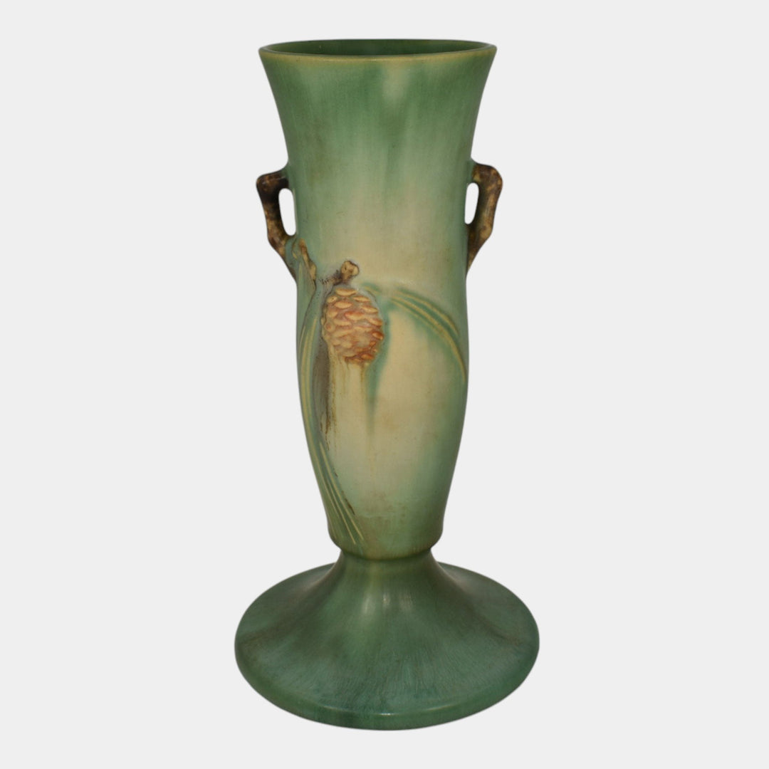 Roseville Pine Cone Green 1935 Vintage Art Pottery Ceramic Flower Vase 705-9