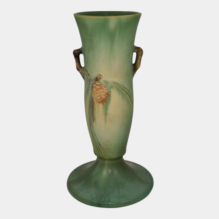 Roseville Pine Cone Green 1935 Vintage Art Pottery Ceramic Flower Vase 705-9