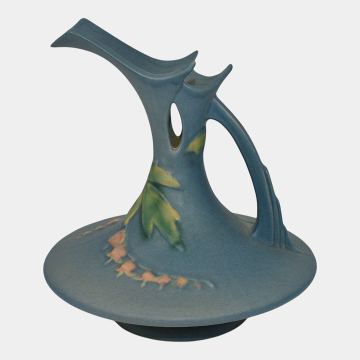 Roseville Bleeding Heart Blue 1940 Vintage Art Deco Pottery Ceramic Ewer 963-6 - Just Art Pottery