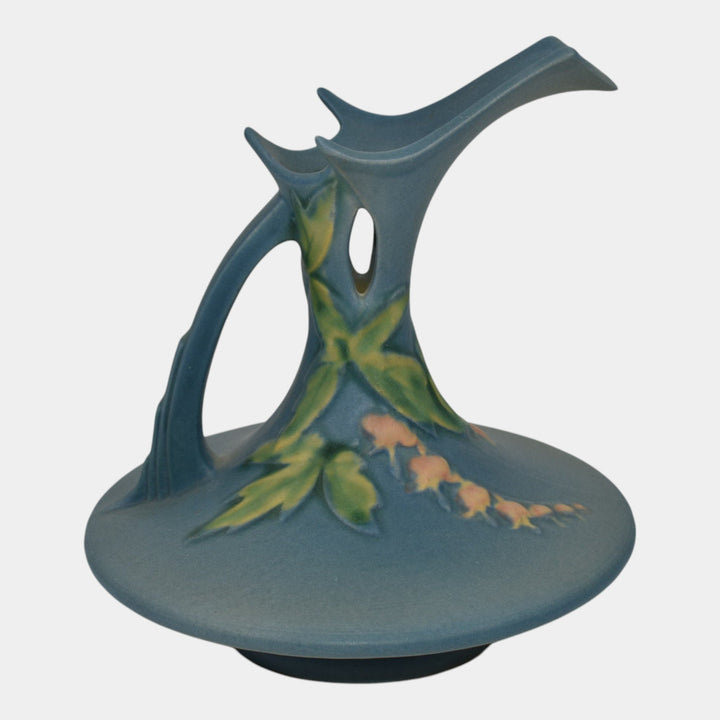 Roseville Bleeding Heart Blue 1940 Vintage Art Deco Pottery Ceramic Ewer 963-6 - Just Art Pottery