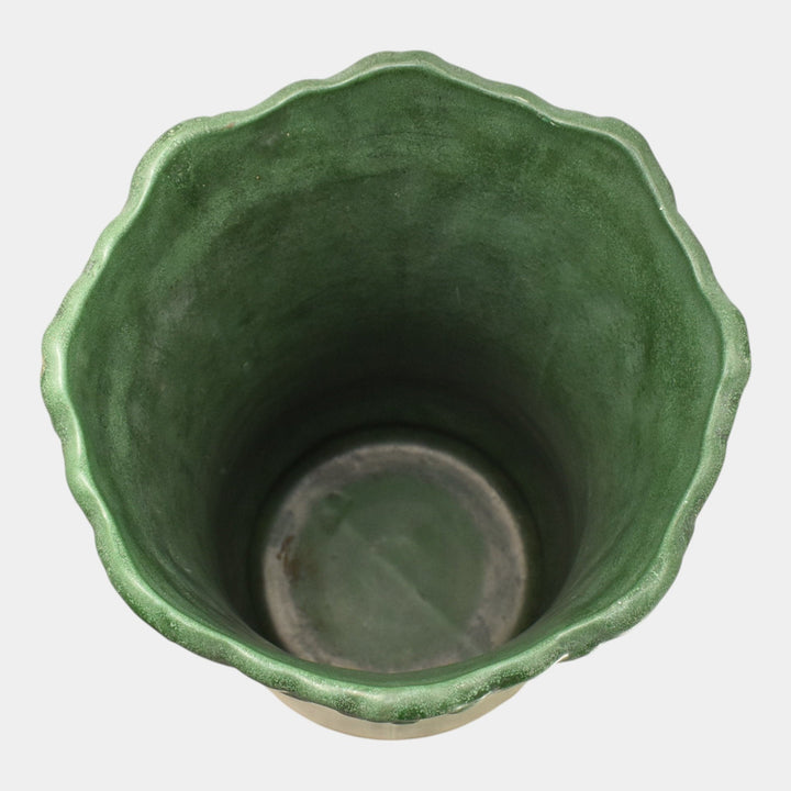 Weller Bedford Matte Green 1910s Vintage Art Pottery Poppy Umbrella Stand