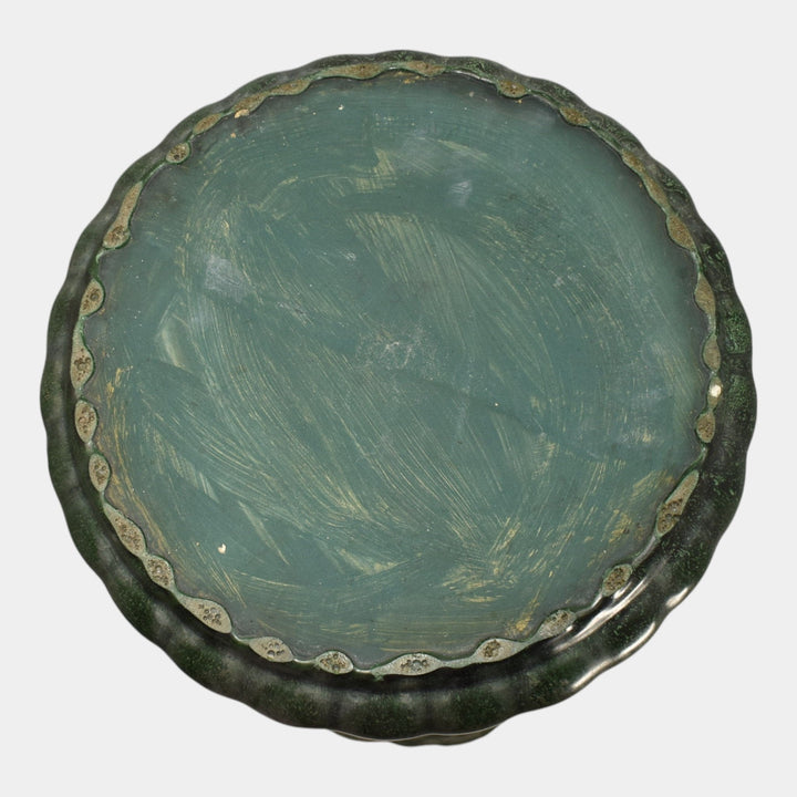 Weller Bedford Matte Green 1910s Vintage Art Pottery Poppy Umbrella Stand