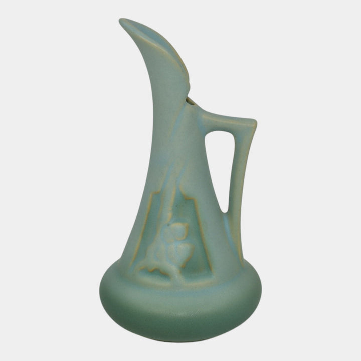 Roseville Silhouette Blue 1950 Mid-Century Modern Art Pottery Ceramic Ewer 716-6 - Just Art Pottery