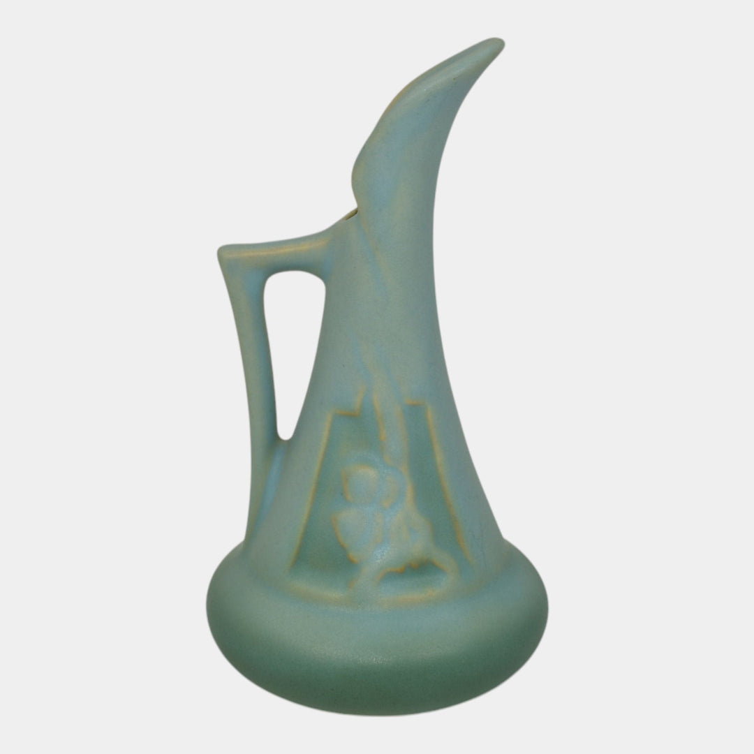 Roseville Silhouette Blue 1950 Mid-Century Modern Art Pottery Ceramic Ewer 716-6 - Just Art Pottery
