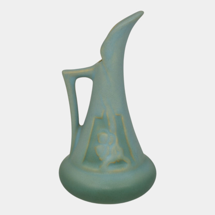 Roseville Silhouette Blue 1950 Mid-Century Modern Art Pottery Ceramic Ewer 716-6 - Just Art Pottery
