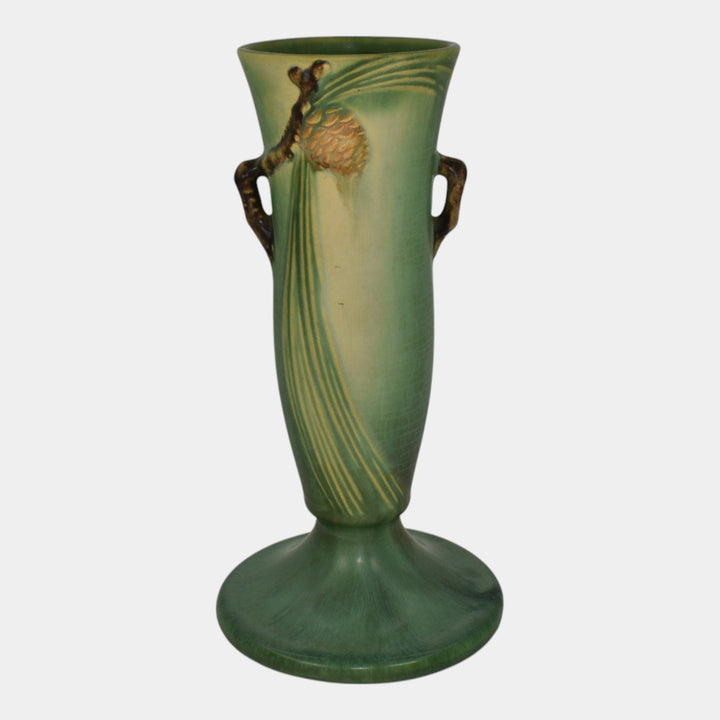 Roseville Pine Cone Green 1935 Vintage Art Pottery Ceramic Flower Vase 705-9