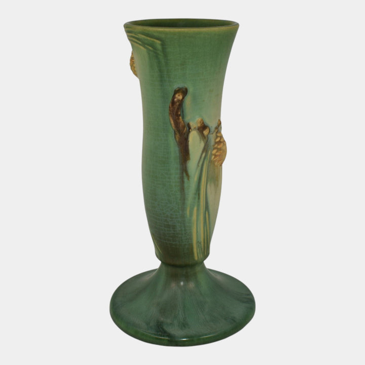 Roseville Pine Cone Green 1935 Vintage Art Pottery Ceramic Flower Vase 705-9