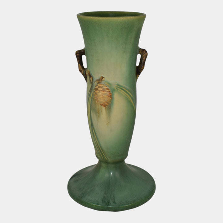Roseville Pine Cone Green 1935 Vintage Art Pottery Ceramic Flower Vase 705-9