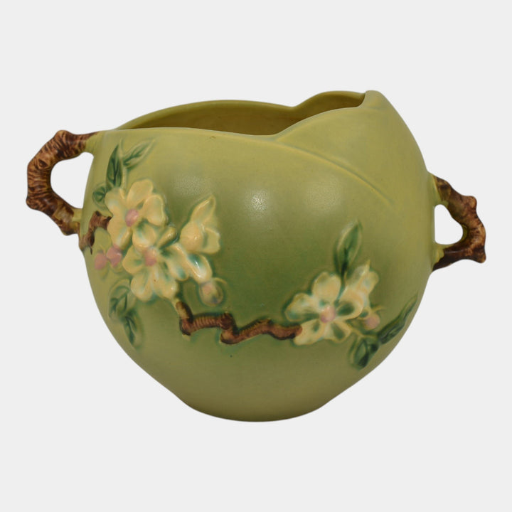 Roseville Apple Blossom Green 1949 Vintage Art Pottery Ceramic Bowl Vase 342-6