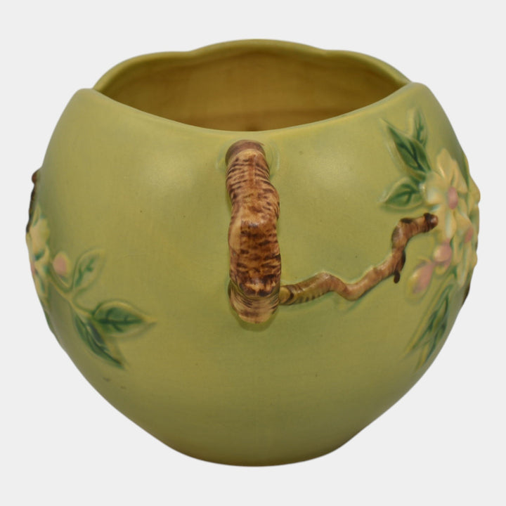 Roseville Apple Blossom Green 1949 Vintage Art Pottery Ceramic Bowl Vase 342-6