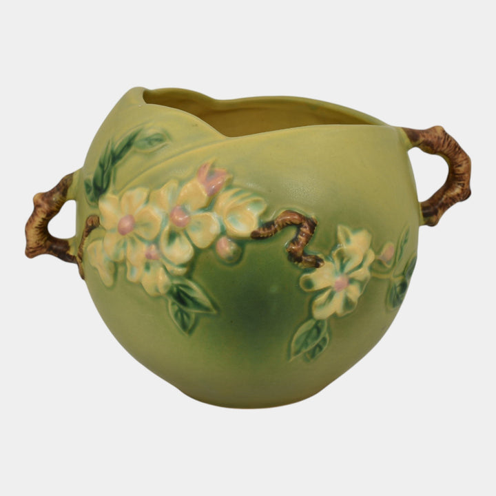 Roseville Apple Blossom Green 1949 Vintage Art Pottery Ceramic Bowl Vase 342-6