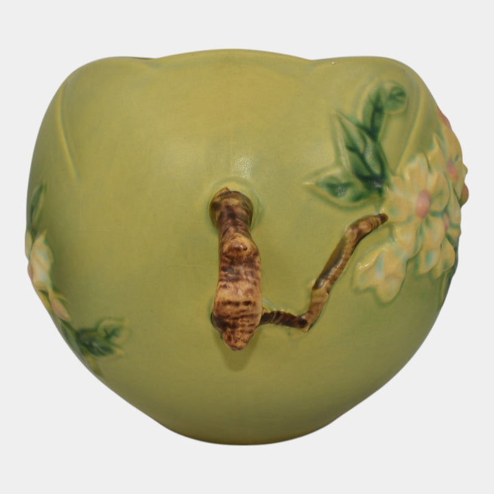 Roseville Apple Blossom Green 1949 Vintage Art Pottery Ceramic Bowl Vase 342-6