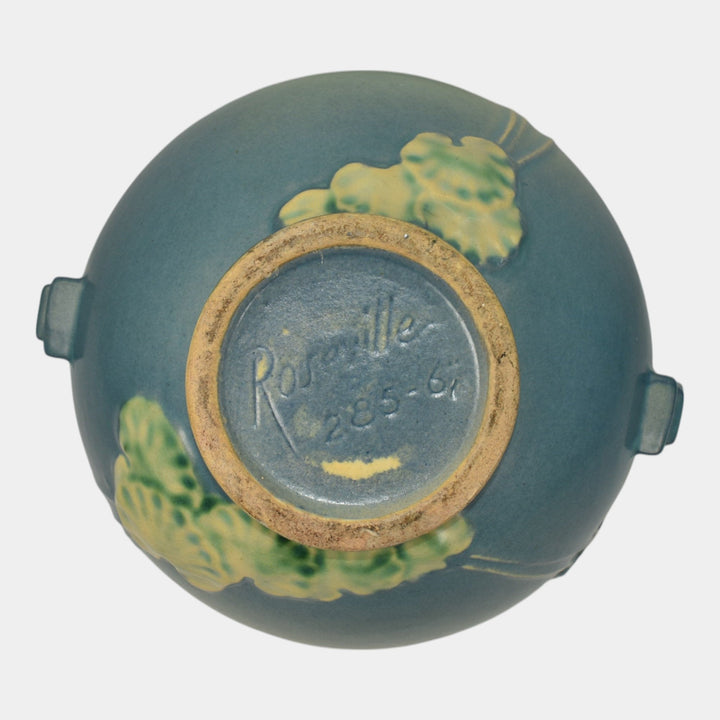 Roseville Primrose Blue 1936 Vintage Art Deco Pottery Ceramic Bowl Vase 285-6