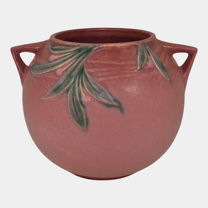 Roseville Velmoss II Pink 1935 Vintage Art Deco Pottery Ceramic Bowl Vase 265-6 - Just Art Pottery