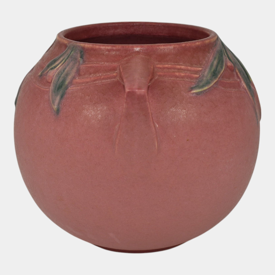 Roseville Velmoss II Pink 1935 Vintage Art Deco Pottery Ceramic Bowl Vase 265-6 - Just Art Pottery
