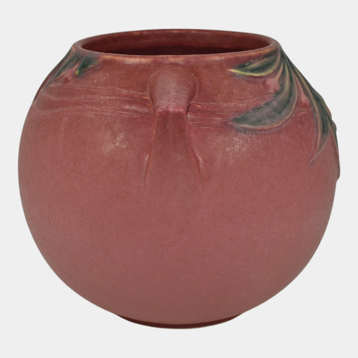 Roseville Velmoss II Pink 1935 Vintage Art Deco Pottery Ceramic Bowl Vase 265-6 - Just Art Pottery