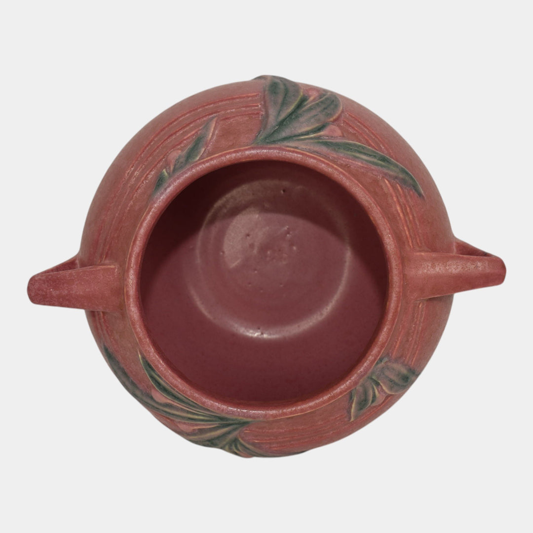 Roseville Velmoss II Pink 1935 Vintage Art Deco Pottery Ceramic Bowl Vase 265-6 - Just Art Pottery