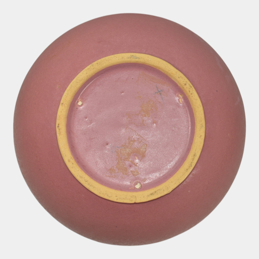 Roseville Velmoss II Pink 1935 Vintage Art Deco Pottery Ceramic Bowl Vase 265-6 - Just Art Pottery