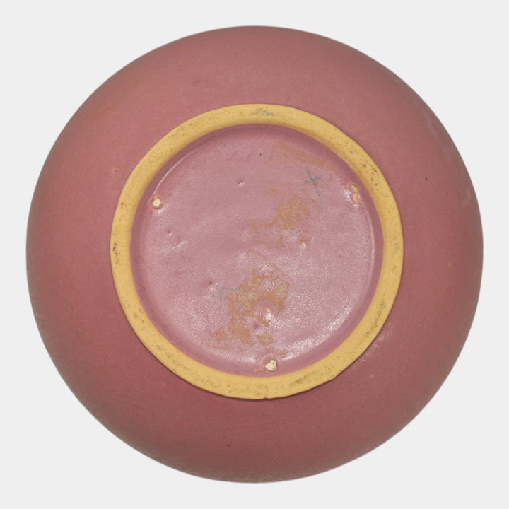 Roseville Velmoss II Pink 1935 Vintage Art Deco Pottery Ceramic Bowl Vase 265-6 - Just Art Pottery