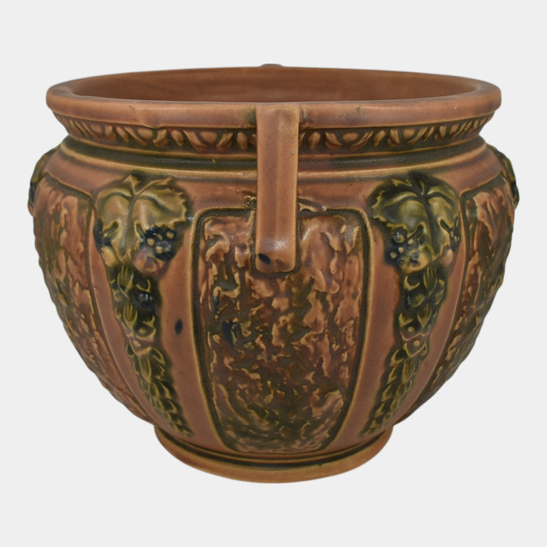 Roseville Florentine I 1924 Vintage Art Pottery Brown Jardiniere Planter 602-7 - Just Art Pottery
