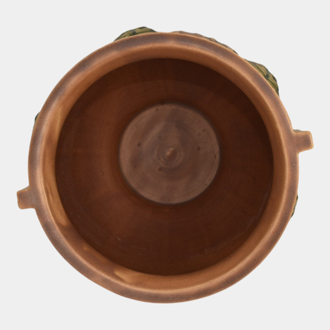 Roseville Florentine I 1924 Vintage Art Pottery Brown Jardiniere Planter 602-7 - Just Art Pottery