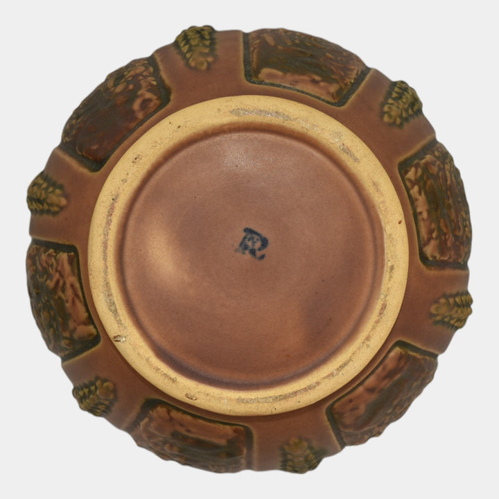 Roseville Florentine I 1924 Vintage Art Pottery Brown Jardiniere Planter 602-7 - Just Art Pottery