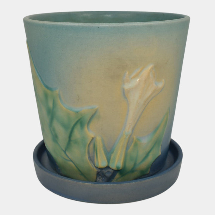 Roseville Thornapple Blue 1937 Vintage Pottery Ceramic Flower Pot Planter 639-5 - Just Art Pottery