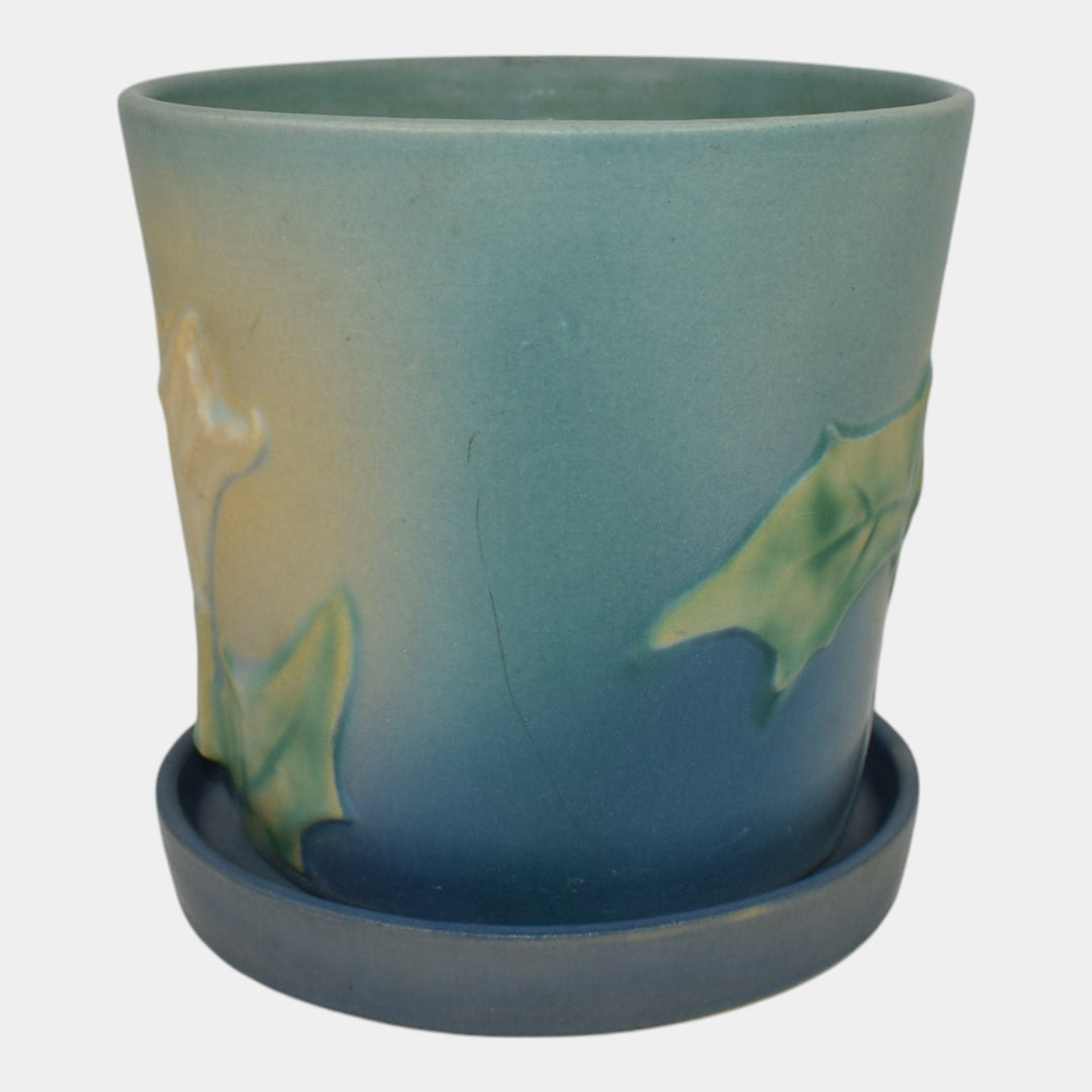 Roseville Thornapple Blue 1937 Vintage Pottery Ceramic Flower Pot Planter 639-5 - Just Art Pottery