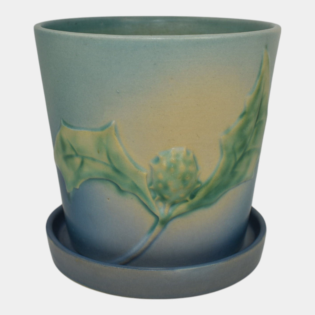 Roseville Thornapple Blue 1937 Vintage Pottery Ceramic Flower Pot Planter 639-5 - Just Art Pottery
