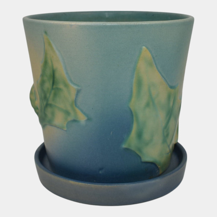 Roseville Thornapple Blue 1937 Vintage Pottery Ceramic Flower Pot Planter 639-5 - Just Art Pottery