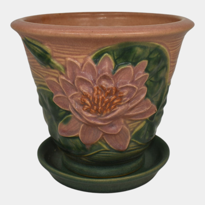 Roseville Water Lily Pink 1943 Art Pottery Ceramic Flower Pot Planter 664-5