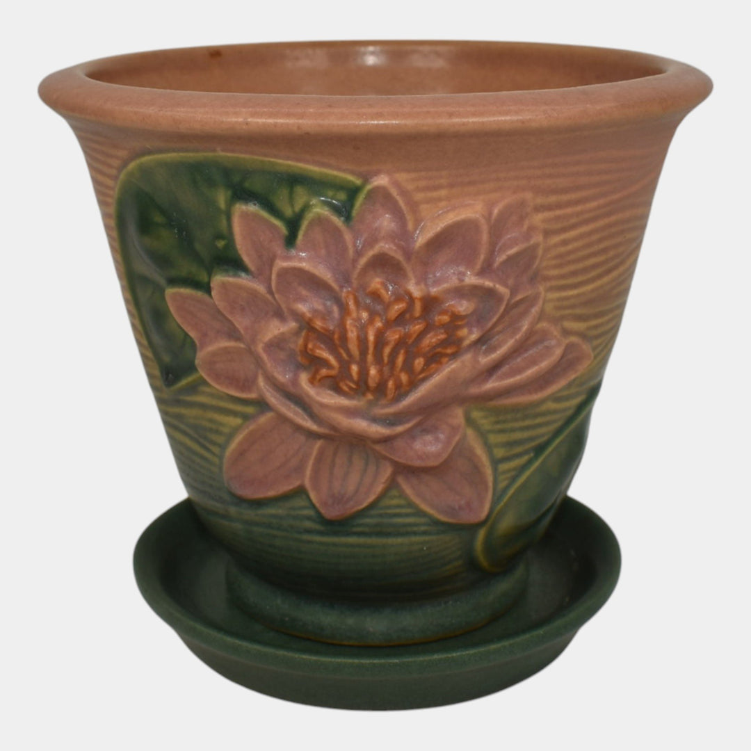 Roseville Water Lily Pink 1943 Art Pottery Ceramic Flower Pot Planter 664-5 - Just Art Pottery