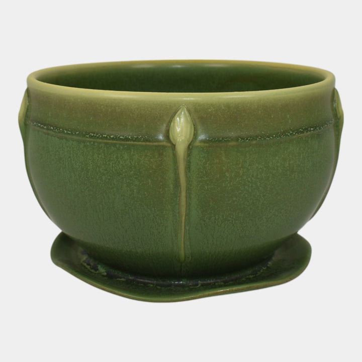 Ephraim Faience Elemental Hand Made Pottery Faceted Bud Flower Pot Saucer - Just Art Pottery