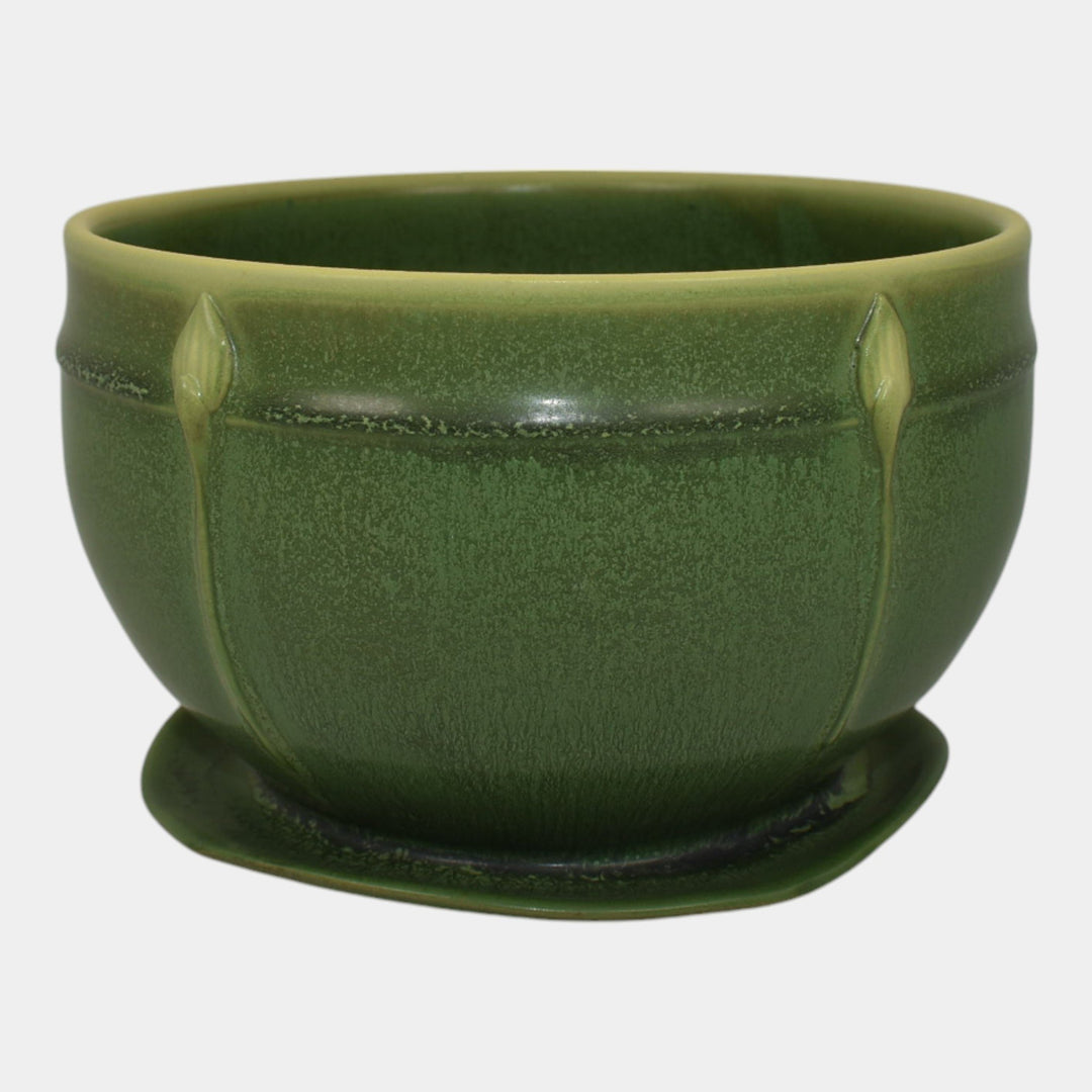 Ephraim Faience Elemental Hand Made Pottery Faceted Bud Flower Pot Saucer - Just Art Pottery