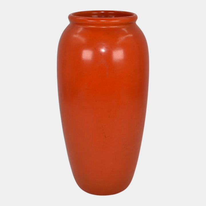Weller Chengtu 1920s Vintage Art Deco Pottery Bright Lava Red Ceramic Vase