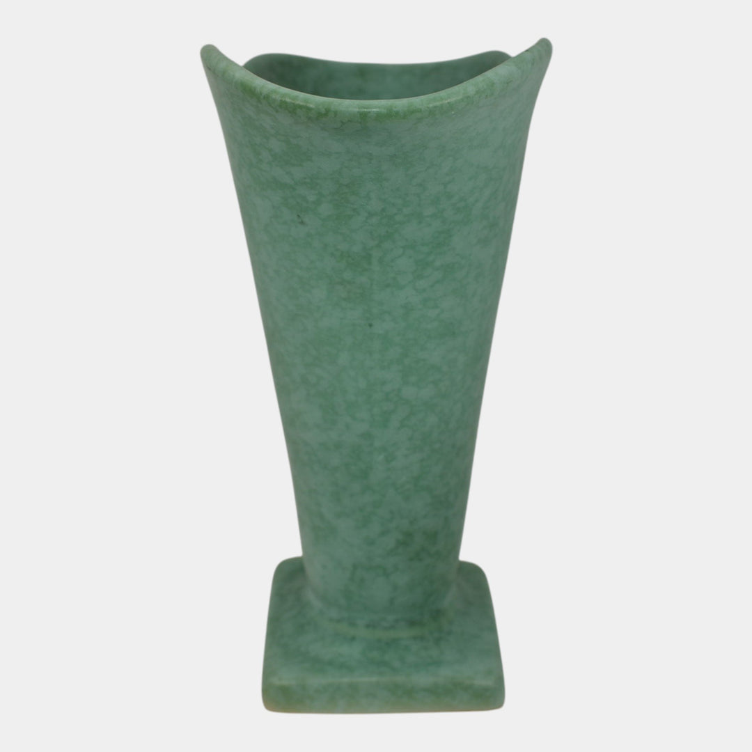Weller Evergreen 1920s Vintage Art Deco Pottery Mottled Green Ceramic Vase - Just Art Pottery