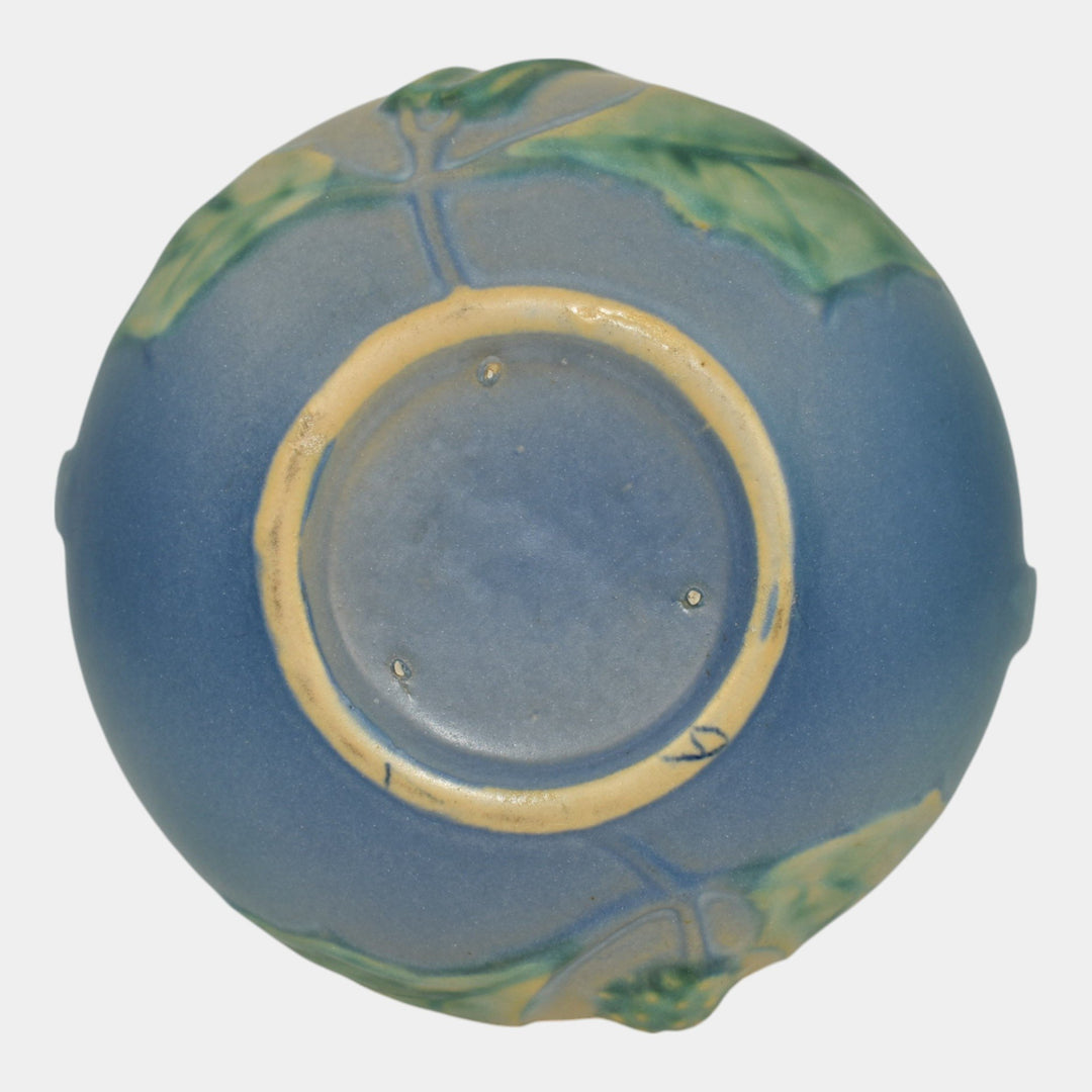 Roseville Thornapple Blue 1937 Vintage Art Deco Pottery Ceramic Bowl 306-5