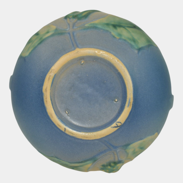 Roseville Thornapple Blue 1937 Vintage Art Deco Pottery Ceramic Bowl 306-5