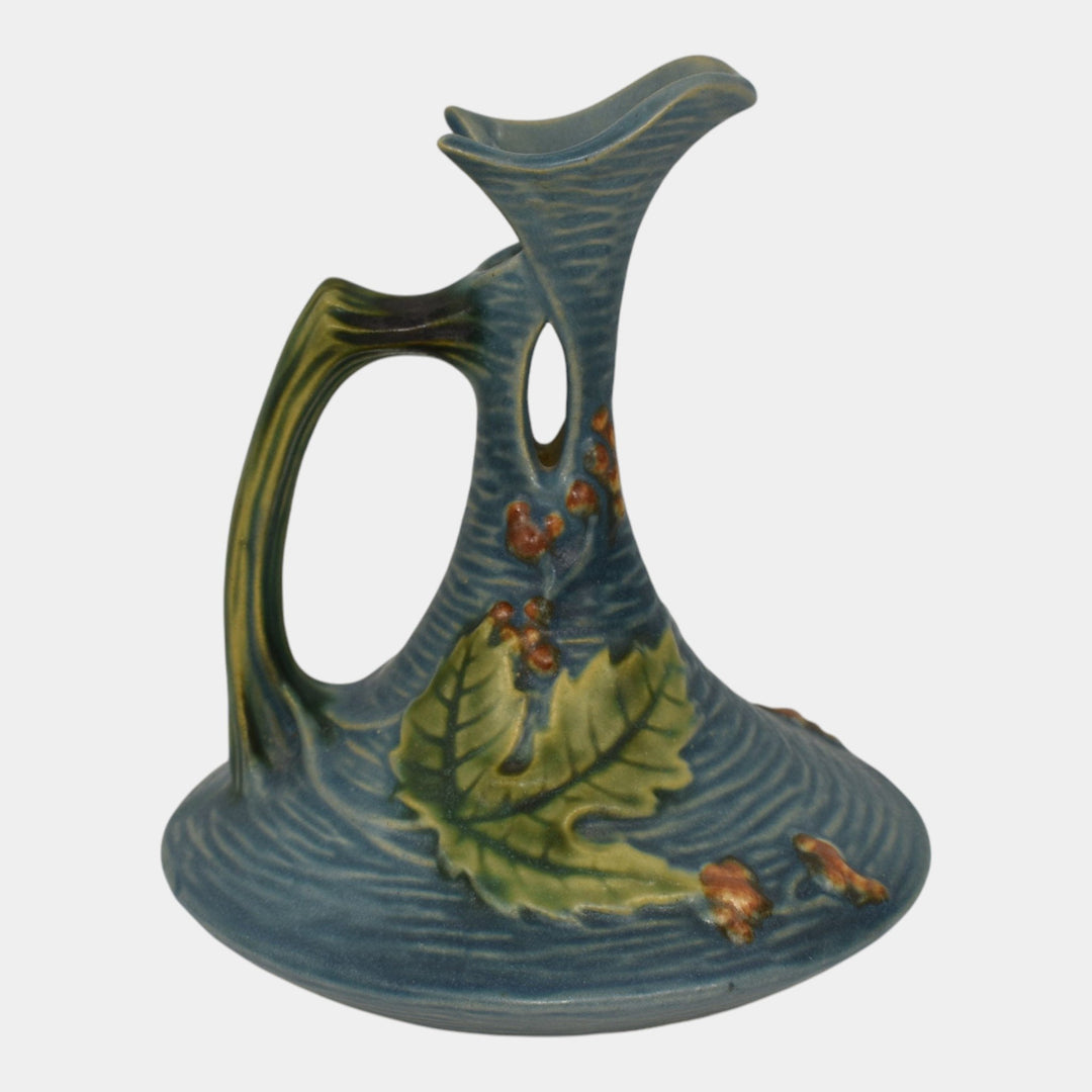 Roseville Bushberry Blue 1941 Mid Century Modern Art Pottery Ceramic Ewer 1-6