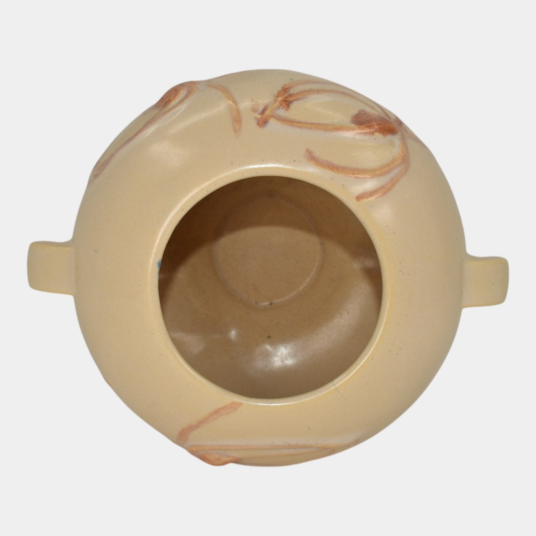 Roseville Teasel Ivory And Pink 1938 Vintage Art Deco Pottery Ceramic Bowl 342-4 - Just Art Pottery
