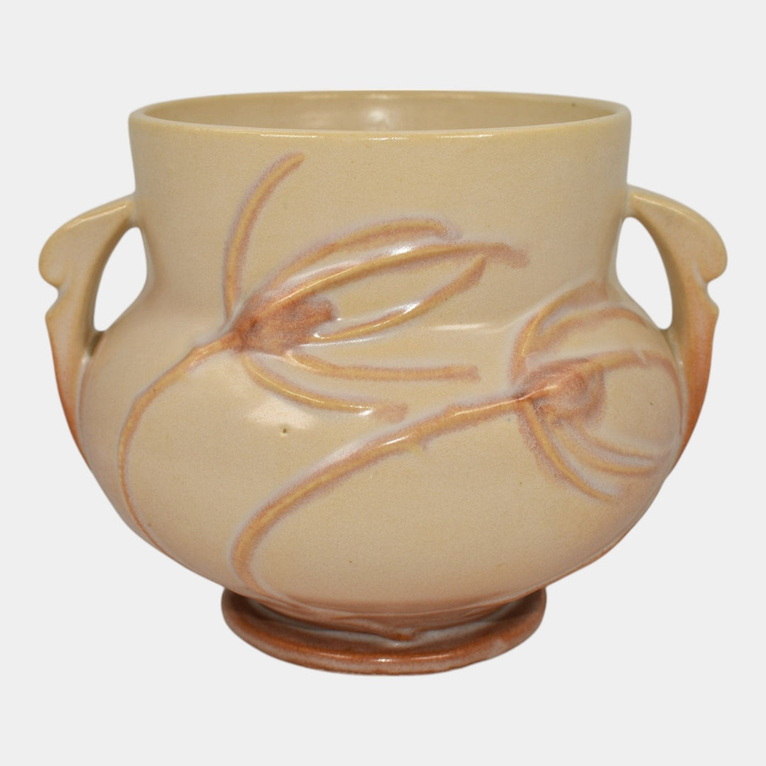 Roseville Teasel Ivory Pink 1938 Vintage Art Pottery Jardiniere Planter 644-4 - Just Art Pottery